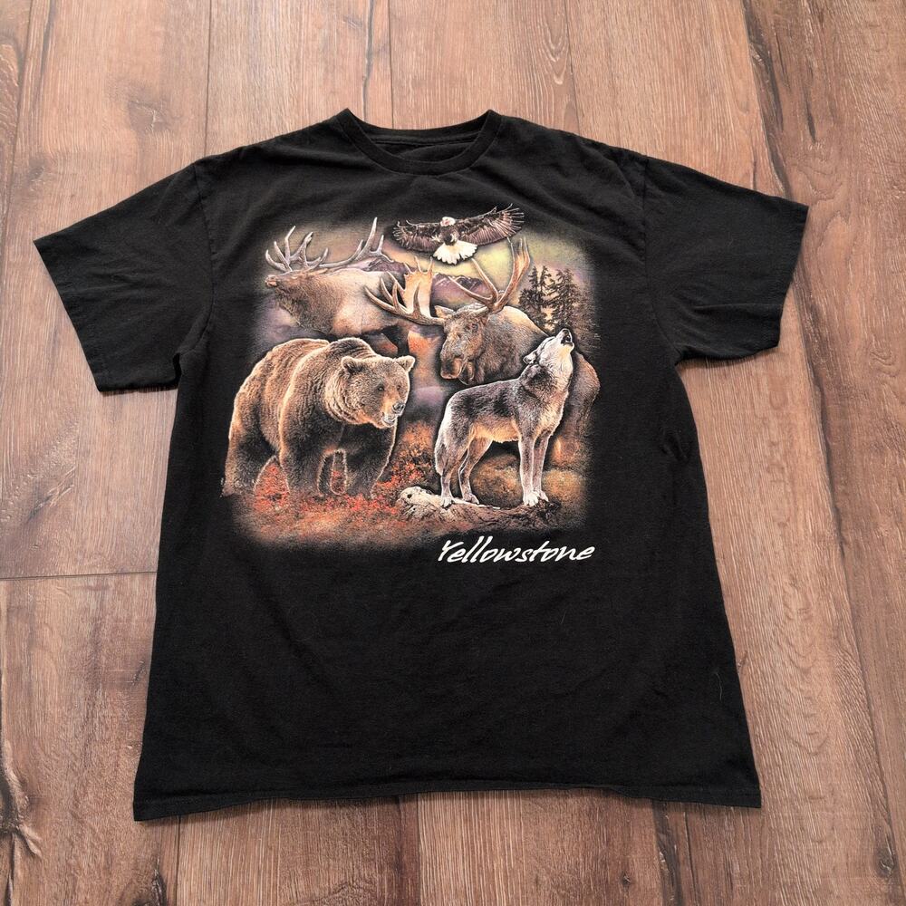 VTG Yellowstone Wildlife Adult Large Shirt Bear‎ Deer Wolf Moose National Park